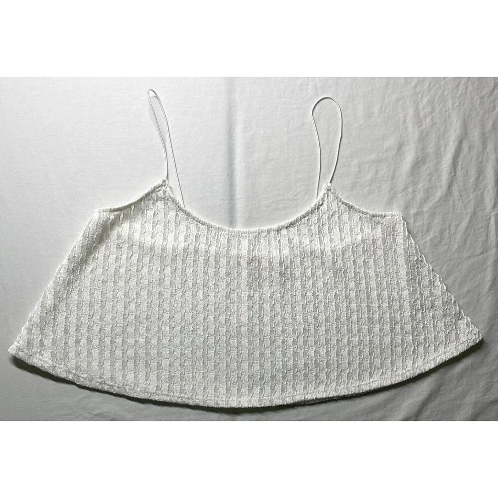 Mi Ami Crop Cami Textured Stretch White Sleeveless Women's Top Size M
